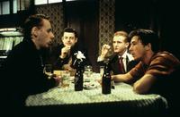 MOJO, FROM LEFT: EWEN BREMNER, ANDY SERKIS, MARTIN GWYNN JONES, AIDAN GILLEN, 1997, © CHANNEL FOUR FILMS