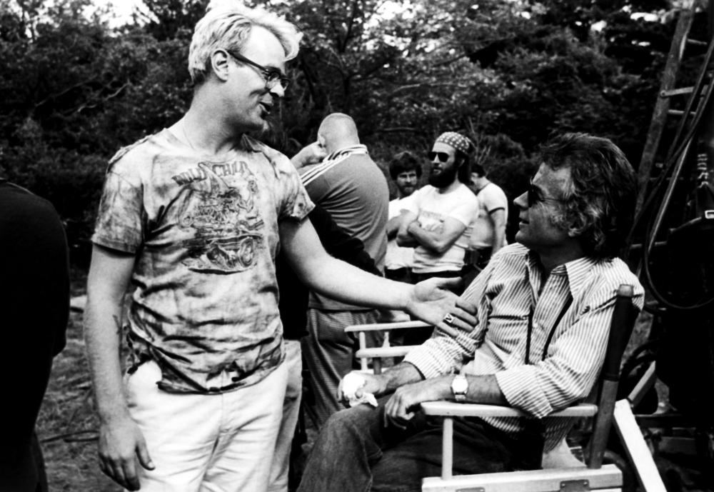 NEIGHBORS, Dan Aykroyd, director John G. Avildsen, on set, 1981. ©Columbia Pictures