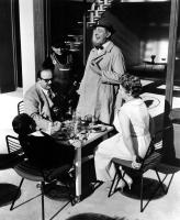 MON ONCLE, (aka MY UNCLE), from left at table: Alain Becourt, Jean-Pierre Zola, Jacques Tati, Adrienne Servantie, 1958