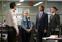 Supernatural, Briana Buckmaster (L), Jared Padalecki (C), Jensen Ackles (R), 'Plush', Season 11, Ep. #7, 11/18/2015, ©KSITE