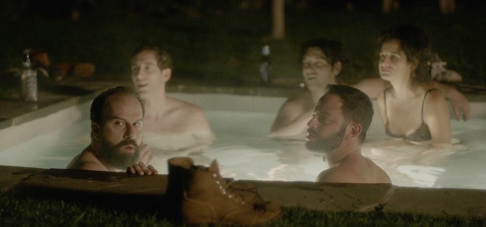 JOSHY, Brett Gelman (left), Thomas Middleditch (back left), Nick Kroll (right, beard), Jenny Slate (back right), 2016.