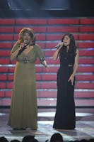 American Idol, Jennifer Holliday (L), Jessica Sanchez (R), Season 11, 1/18/2012, ©FOX