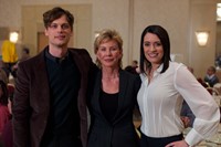 Criminal Minds, Matthew Gray Gubler (L), Patricia Cornwell (C), Paget Brewster (R), 'True Genius', Season 7, Ep. #11, 01/18/2012, ©CBS
