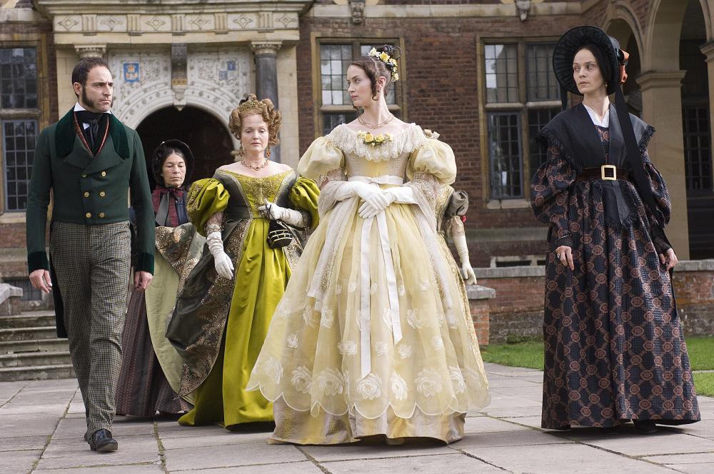 THE YOUNG VICTORIA, Mark Strong (left), Miranda Richardson (left of center), Emily Blunt, as Victoria (right of center), 2009. ©Momentum Pictures