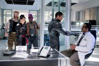 TEENAGE MUTANT NINJA TURTLES: OUT OF THE SHADOWS, from left: Stephen Farrelly (aka Sheamus), Brittany Ishibashi, Gary Anthony Williams, Brian Tee, Tyler Perry, 2016. ph: Jessica Miglio/© Paramount Pictures