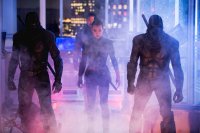 TEENAGE MUTANT NINJA TURTLES: OUT OF THE SHADOWS, from left: Brian Tee, Brittany Ishibashi, 2016. ph: Jessica Miglio/© Paramount Pictures