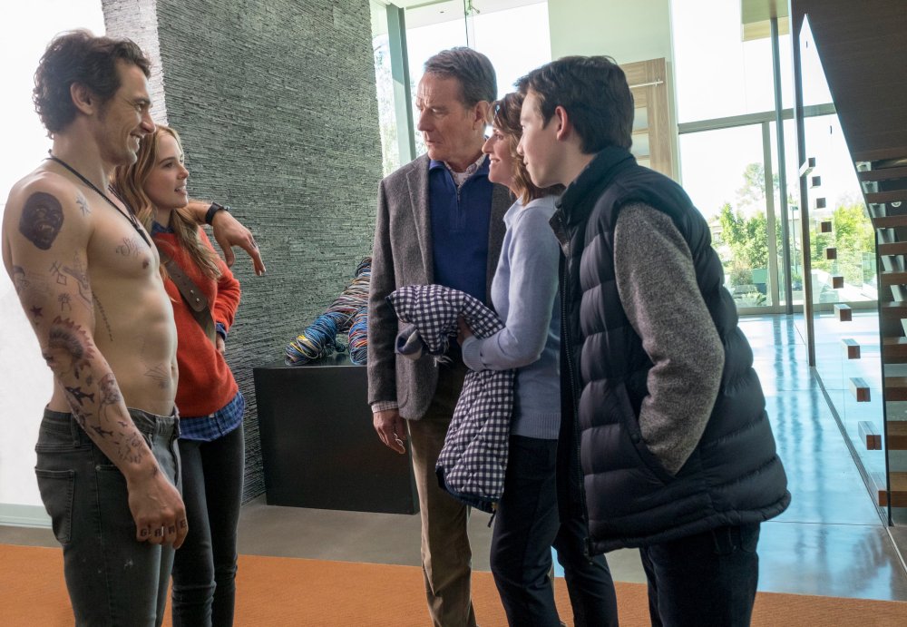 WHY HIM?, from left: James Franco, Zoey Deutch, Bryan Cranston, Megan Mullally,Griffin Gluck, 2016, ph: Scott Garfield/TM and copyright ©20th Century Fox. All rights reserved.