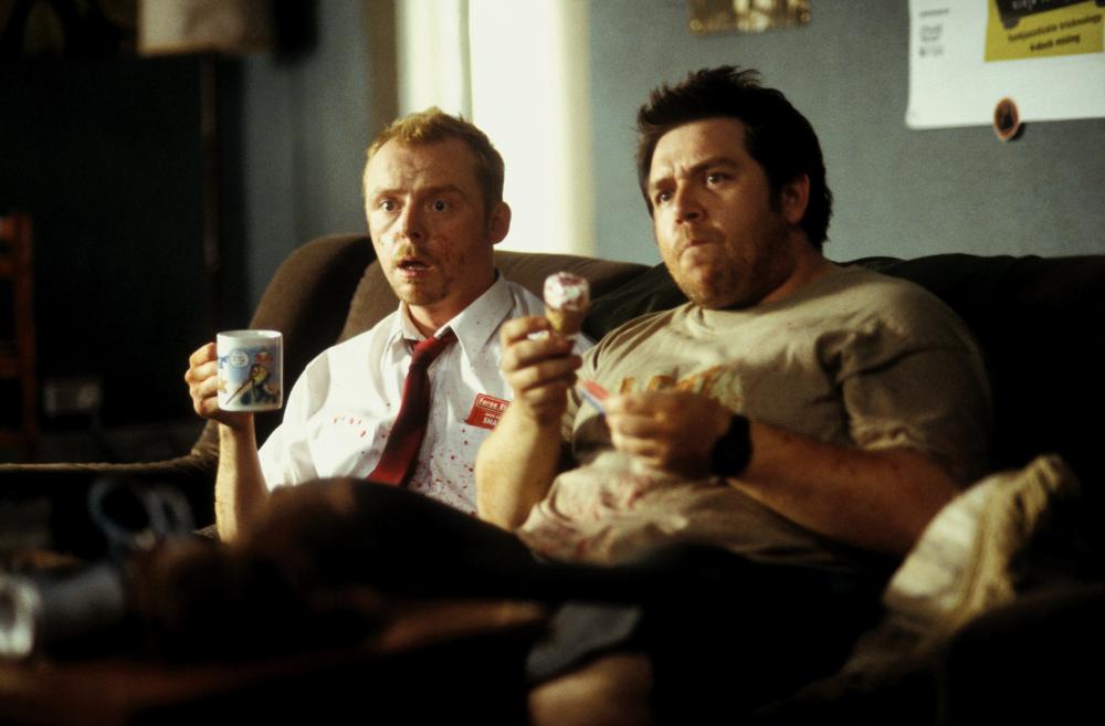 SHAUN OF THE DEAD, Simon Pegg, Nick Frost, 2004, (c) Rogue Pictures