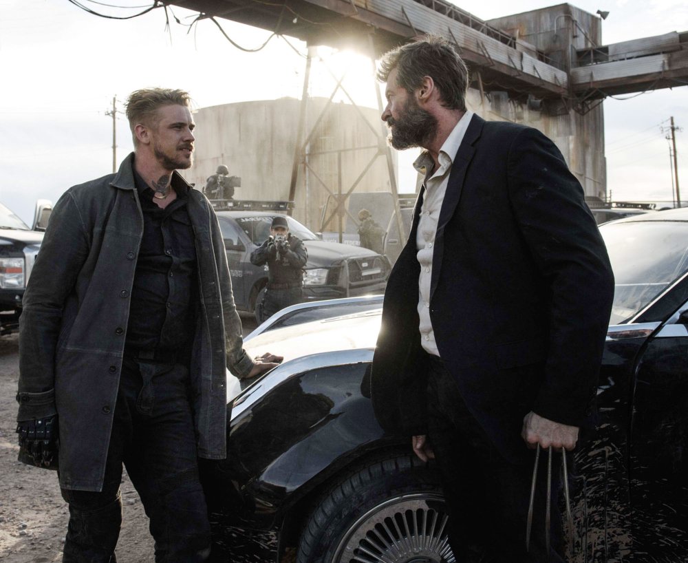 LOGAN, FROM LEFT, BOYD HOLBROOK, HUGH JACKMAN, 2017. PH: BEN ROTHSTEIN. TM & COPYRIGHT ©20TH CENTURY FOX FILM CORP. ALL RIGHTS RESERVED