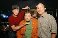 RATATOUILLE, director Brad Bird, Patton Oswalt, producer Brad Lewis, on set, 2007. ©Walt Disney Co.