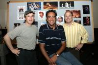 RATATOUILLE, director Brad Bird, Brad Garrett, producer Brad Lewis, on set, 2007. ©Walt Disney Co.