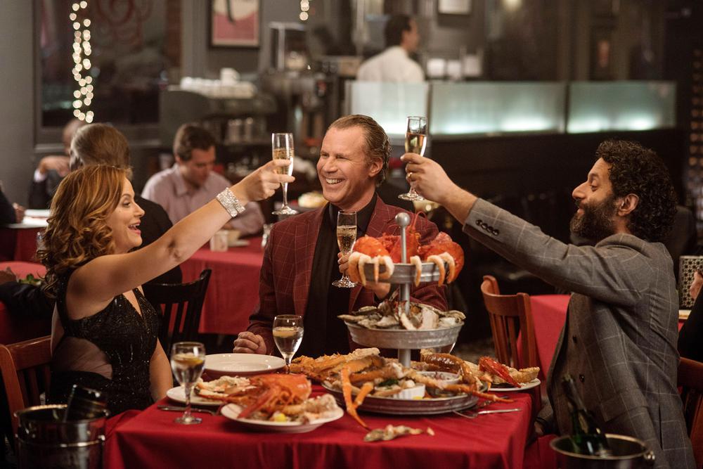THE HOUSE, L-R: AMY POEHLER, WILL FERRELL, JASON MANTZOUKAS, 2017. PH: GLEN WILSON/©WARNER BROS. PICTURES