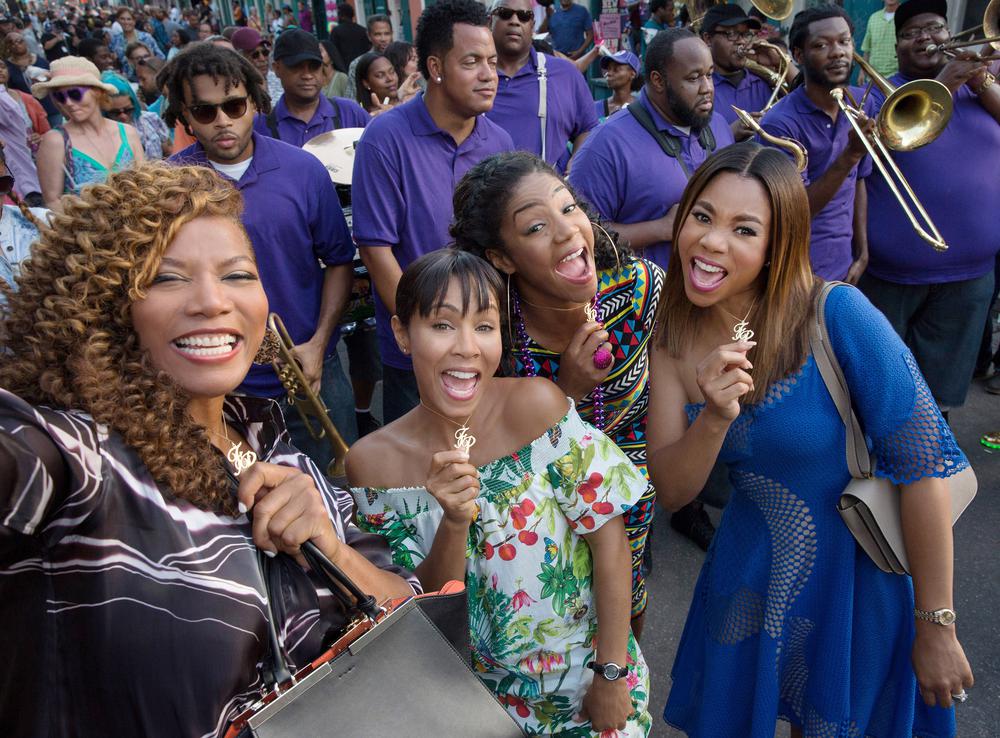 GIRLS TRIP, FROM LEFT, QUEEN LATIFAH, JADA PINKETT SMITH, TIFFANY HADDISH, REGINA HALL, 2017. PH. MICHELE K. SHORT. ©UNIVERSAL PICTURES
