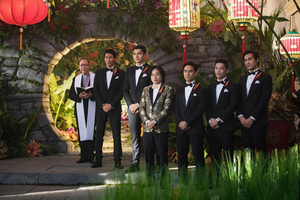 CRAZY RICH ASIANS, CHRIS PANG (SECOND FROM LEFT), HENRY GOLDING (BACK RIGHT), JIMMY O. YANG (FRONT LEFT), SHUHEI KINOSHITA (RIGHT), 2018. PH: SANJA BUCKO/© WARNER BROS. PICTURES