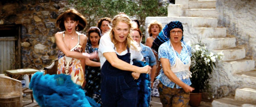 MAMMA MIA!, front, from left: Christine Baranski, Meryl Streep, Julie Walters, 2008. ©Universal