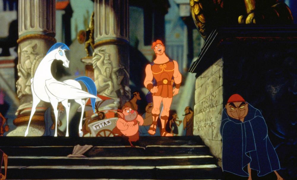 HERCULES, center from left: Pegasus, Philoctetes, Hercules, 1997, ©Walt Disney Pictures