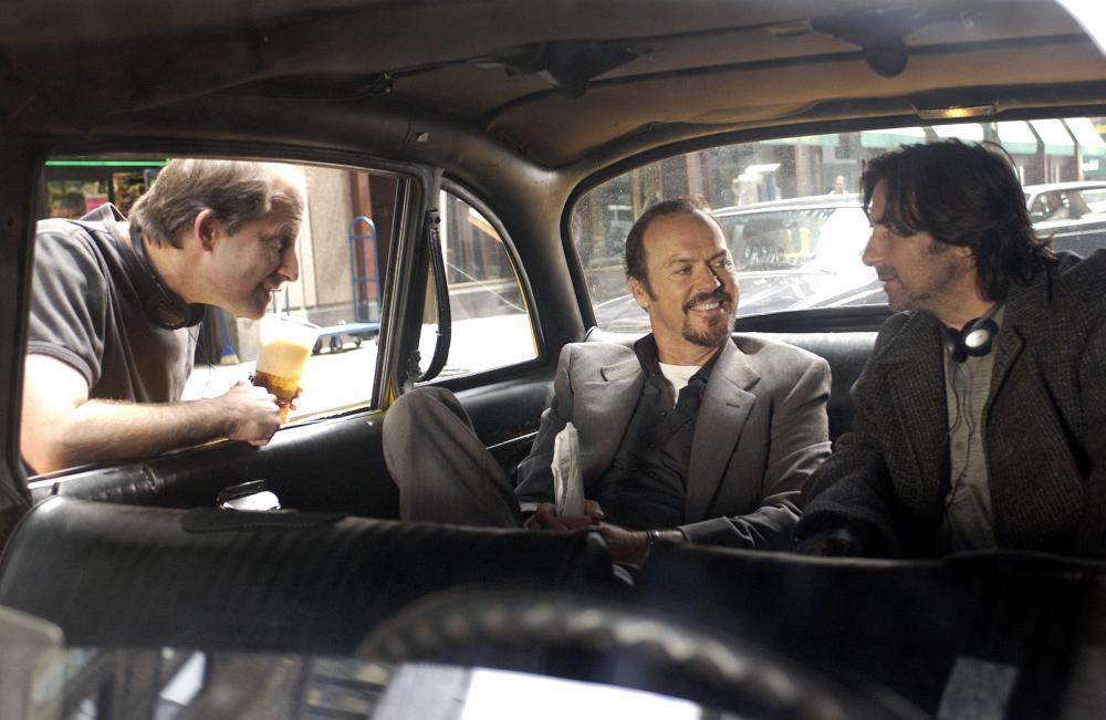 GAME 6, director Michael Hoffman, Michael Keaton, Griffin Dunne on set, 2005