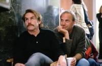 THE UPSIDE OF ANGER, director Mike Binder, Kevin Costner on set, 2005, (c) New Line