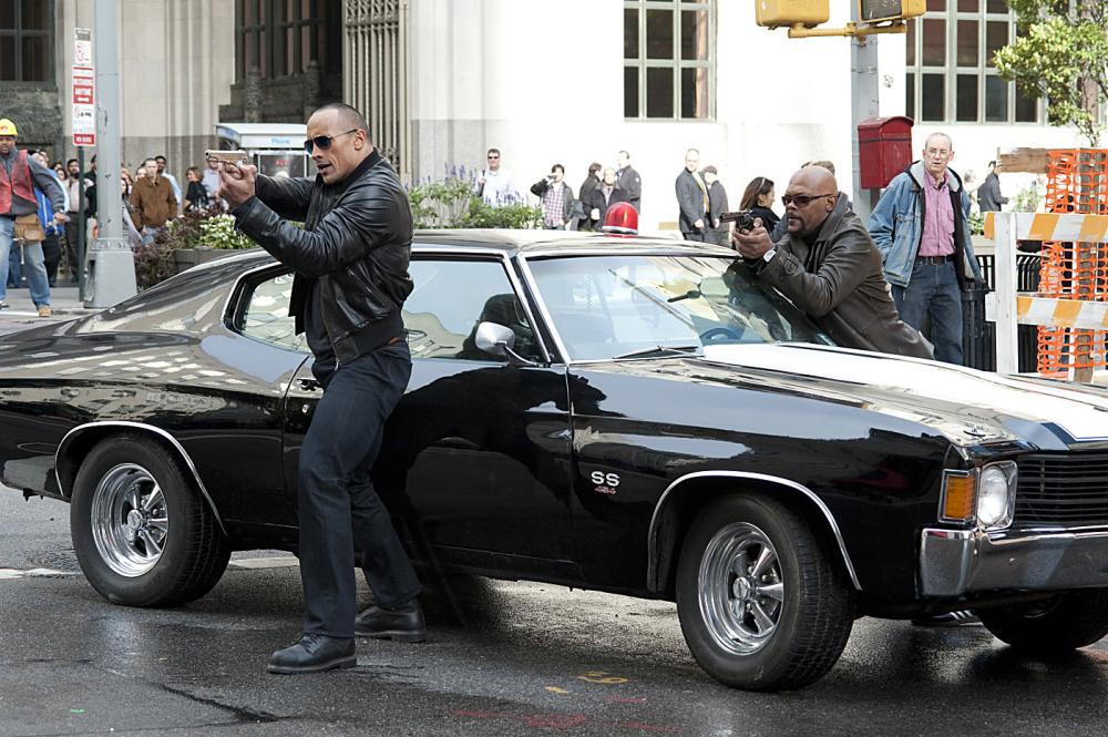 THE OTHER GUYS, l-r: Dwayne Johnson, Samuel L. Jackson, 2010, ©Columbia Pictures