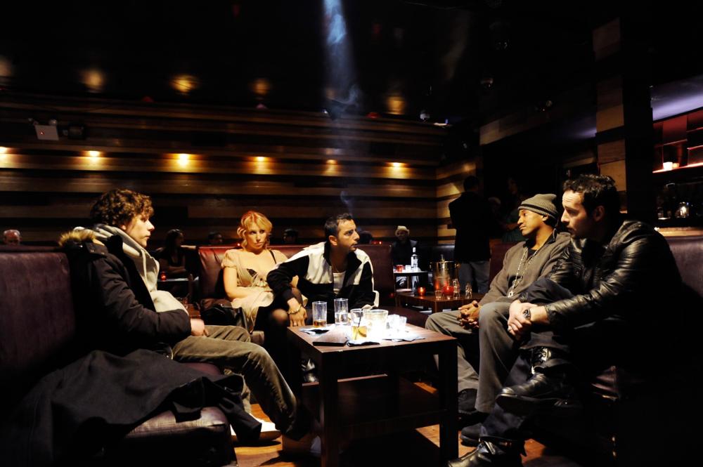 HOLY ROLLERS, from left: Jesse Eisenberg, Ari Graynor, Dany A. Abeckaser, Q-Tip, David Vadim, 2010. ©First Independent Pictures