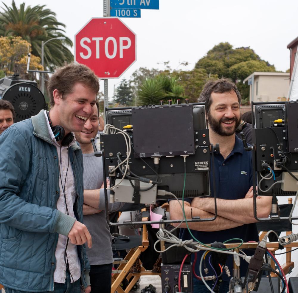 GET HIM TO THE GREEK, from left: director Nicholas Stoller, producer Rodney Rothman, producer Judd Apatow, on set, 2010. ph: Glen Wilson/©Universal Pictures