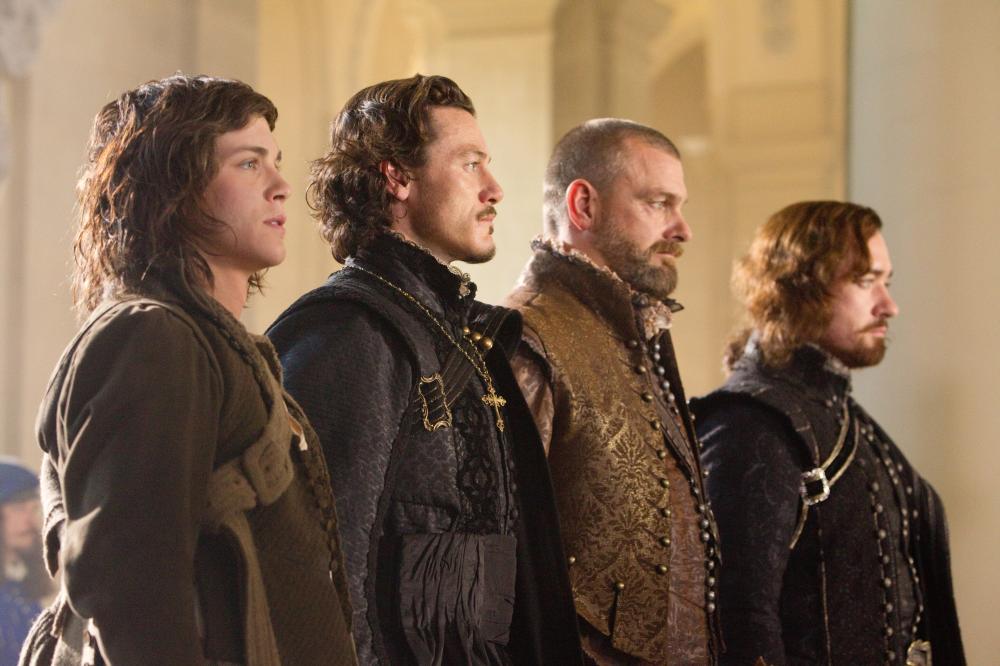 THE THREE MUSKETEERS, from left: Logan Lerman, Luke Evans, Ray Stevenson, Matthew MacFadyen, 2011. ph: Rolf Konow/©Summit Entertainment