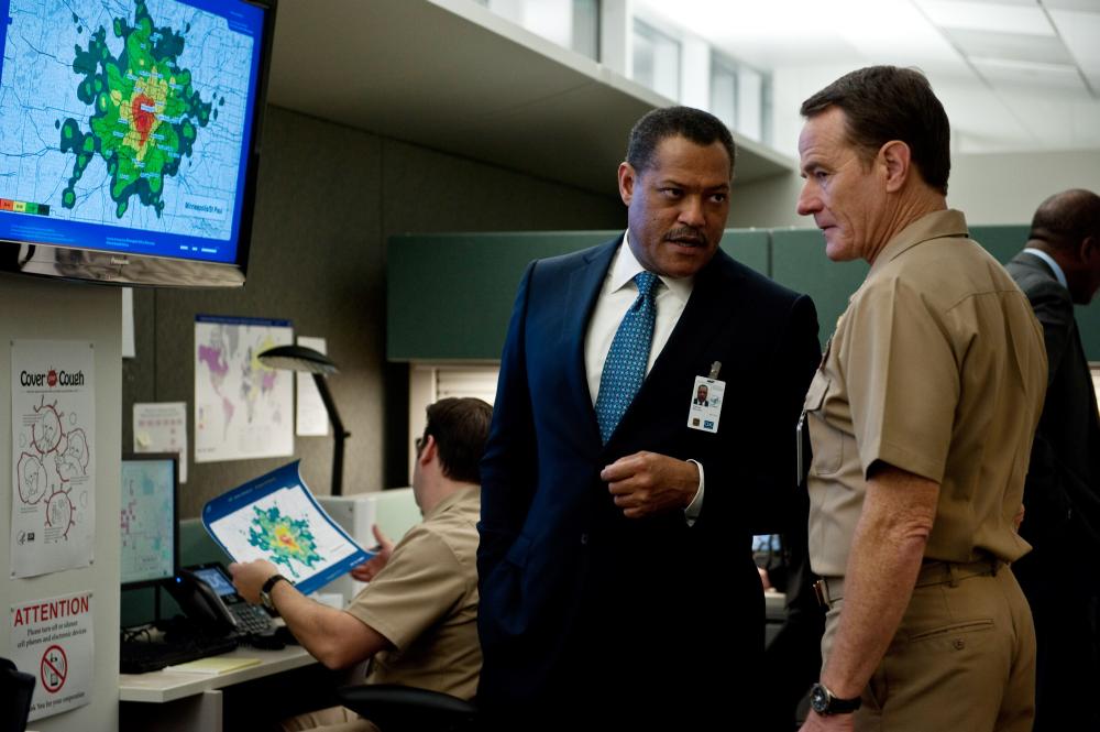 CONTAGION, from left: Laurence Fishburne, Bryan Cranston, 2011. ph: Claudette Barius/©Warner Bros
