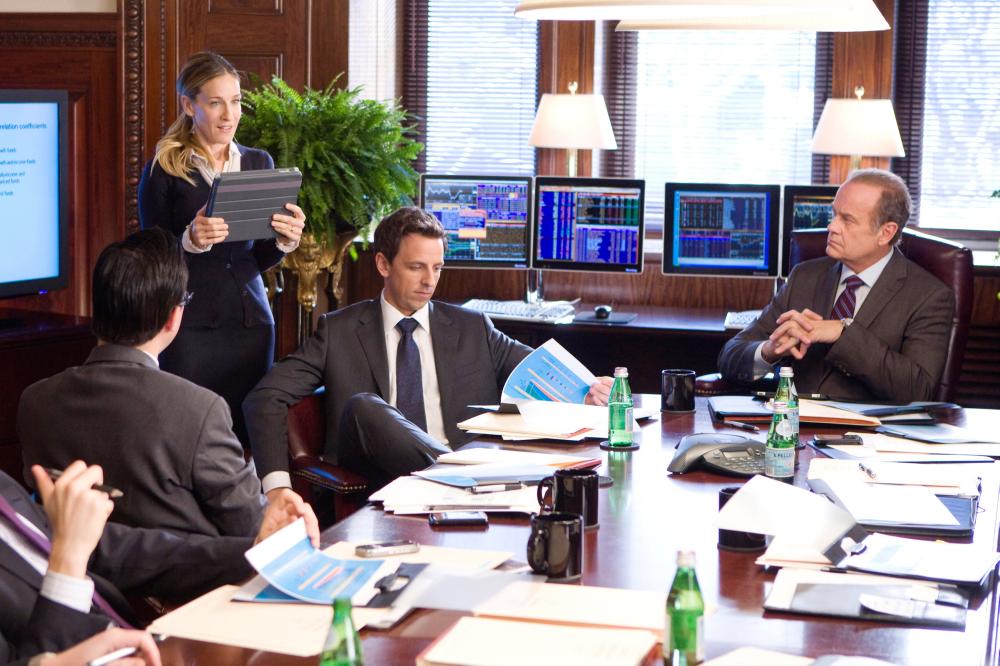 I DONT KNOW HOW SHE DOES IT, back, from left: Sarah Jessica Parker, Seth Meyers, Kelsey Grammer, 2011. ph: Craig Bankenhorn/©Weinstein Company