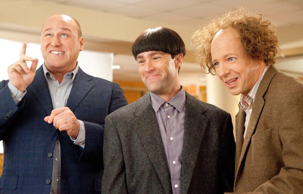 THE THREE STOOGES, from left: Will Sasso as Curly, Chris Diamantopoulos as Moe, Sean Hayes as Larry, 2012. ph: Peter Iovino/TM & copyright ©20th Century Fox Film Corp. All rights reserved