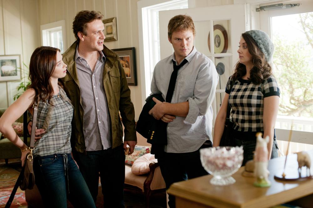 THE FIVE-YEAR ENGAGEMENT, from left: Emily Blunt, Jason Segel, Chris Pratt, Alison Brie, 2012. ph: Glen Wilson/©Universal Pictures
