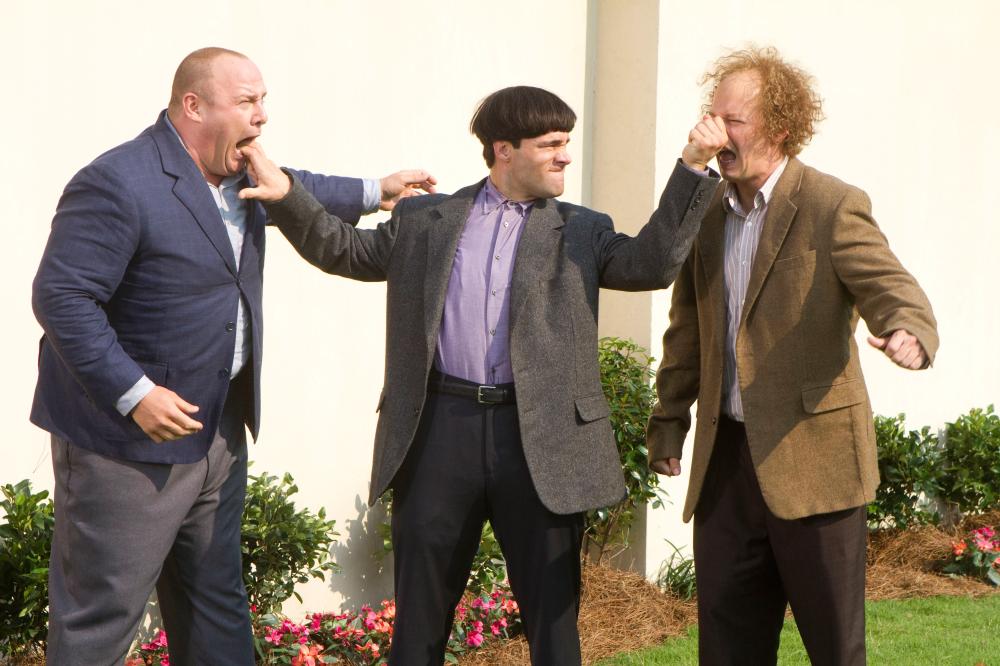 THE THREE STOOGES, from left: Will Sasso as Curly, Chris Diamantopoulos as Moe, Sean Hayes as Larry, 2012. ph: Peter Iovino/TM & copyright ©20th Century Fox Film Corp. All rights reserved