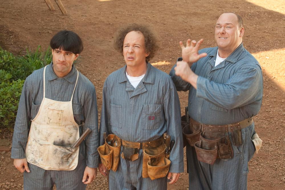 THE THREE STOOGES, from left: Chris Diamantopoulos as Moe, Sean Hayes as Larry, Will Sasso as Curly, 2012. ph: Peter Iovino/TM & copyright ©20th Century Fox Film Corp. All rights reserved