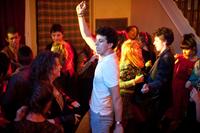 CAMILLE REWINDS, (aka CAMILLE REDOUBLE), Noemie Lvovsky (left of center), Samir Guesmi (center), Vincent Lacoste (right), 2012. ph: Arnaud Borrel/©Gaumont