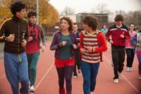 CAMILLE REWINDS, (aka CAMILLE REDOUBLE), Samir Guesmi (left), Vincent Lacoste (second from left), Noemie Lvovsky (center), 2012. ph: Arnaud Borrel/©Gaumont