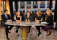 Good Morning America, from left: Josh Elliott, Amy Robach, George Stephanopoulos, Lara Spencer, 11/03/1975, ©ABC