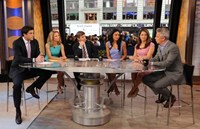 Good Morning America, from left: Josh Elliott, Amy Robach, George Stephanopoulos, Larry Hackett, 11/03/1975, ©ABC