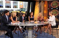 Good Morning America, from left: Josh Elliott, Lara Spencer, George Stephanopoulos, Ginger Zee, Carrie Underwood, Dr. Jennifer Ashton, 'Season', ©ABC