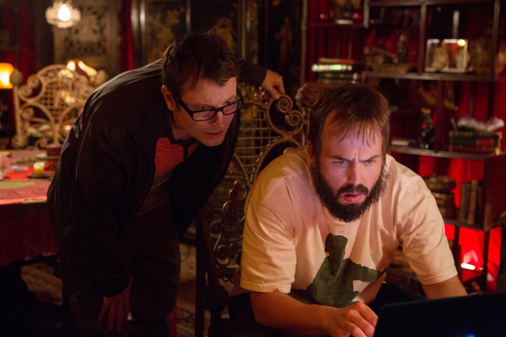 INSIDIOUS: CHAPTER 2, l-r: Leigh Whannell, Angus Sampson, 2013, ph: Matt Kennedy/©FilmDistrict