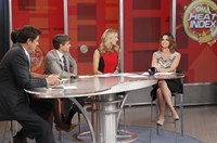 Good Morning America, from left: Josh Elliott, George Stephanopoulos, Lara Spencer, Melissa Rycroft, 11/03/1975, ©ABC