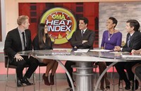 Good Morning America, from left: Sean Lowe, Catherine Giudici, Josh Elliott, Robin Roberts, George Stephanopoulos, 'Season', ©ABC