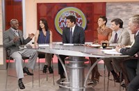 Good Morning America, from left: Donald Driver, Melissa Rycroft, Josh Elliott, Robin Roberts, George Stephanopoulos, Sam Champion, 'Season', ©ABC