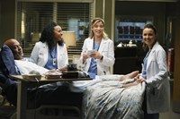 Grey's Anatomy, from left: James Pickens Jr., Jerrika D. Hinton, Tessa Ferrer, Camilla Luddington, 'Somebody That I Used to Know', Season 10, Ep. #10, 11/21/2013, ©ABC