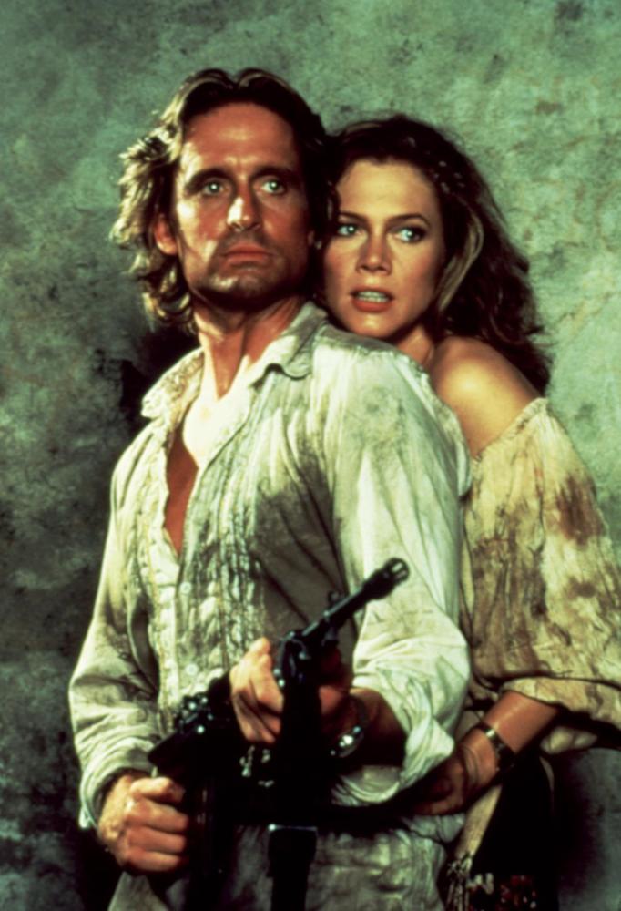 ROMANCING THE STONE, Michael Douglas, Kathleen Turner, 1984