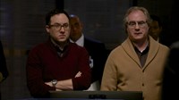 Intelligence, P.J. Byrne (L), John Billingsley (R), 'The Event Horizon', Season 1, Ep. #12, 03/24/2014, ©CBS