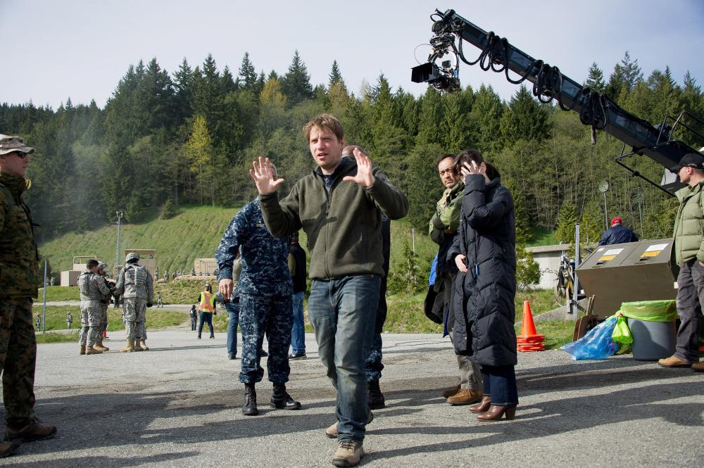 GODZILLA, director Gareth Edwards, on set, 2014. ph: Kimberley French/©Warner Bross. Pictures