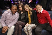 Hollywood Game Night, Anthony Anderson (L), Rose Byrne (C), Stacy Keibler (R), 'Purr-ty People', Season 1, Ep. #4, 08/01/2013, ©NBC