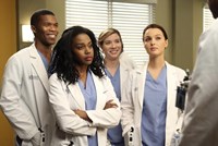 Grey's Anatomy, from left: Gaius Charles, Jerrika D. Hinton, Tessa Ferrer, Camilla Luddington, 'I'm Winning', Season 10, Ep. #19, 04/10/2014, ©ABC