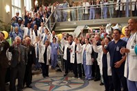 Grey's Anatomy, from left: Gaius Charles, James Pickens Jr., Camilla Luddington, Tessa Ferrer, Justin Chambers, Patrick Dempsey, Ellen Pompeo, 'I'm Winning', Season 10, Ep. #19, 04/10/2014, ©ABC
