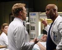 Grey's Anatomy, from left: Tessa Ferrer, Kevin McKidd, Jeffrey M. Addiss, James Pickens Jr., 'We Gotta Get Out Of This Place', Season 10, Ep. #16, 03/20/2014, ©ABC
