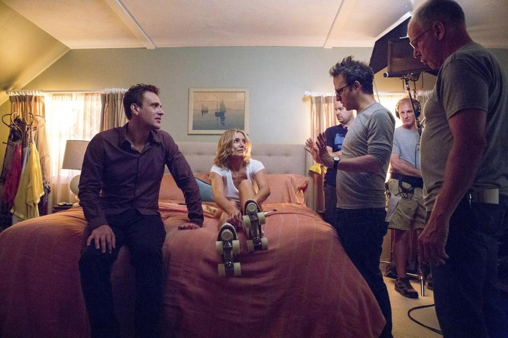 Sex Tape, Cameron Diaz (L), Jason Segel (C), Jake Kasdan (R), 2014. ph: Claire Folger/©Columbia Pictures